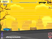 Dead Driveway upgraded car with spikes driving fast and smashing through green zombies in the free action distance game