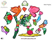 Screen of the puzzle game Heart in the Right Place showing several rotated pieces waiting to be joined to complete the final image