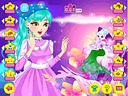 A fairytale book cover design featuring Thumbelina on a lily pad, surrounded by whimsical flowers and a butterfly, created in the free online game