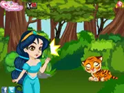 Jasmin Caring Baby Tiger free online game, help Princess Jasmin cure injured baby tiger, play pet vet and animal care game
