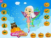 The Pumpkin Fairy character, dressed in a magical orange and black Halloween outfit with wings, ready for the trick-or-treat season. Play the free online dress up game.