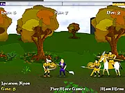 Screenshot of Warlords: Heroes showing the main armored character fighting multiple enemy soldiers in a side-scrolling battle scene.