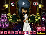 Monster High Wedding Hall decoration game online, designing a creepy-chic wedding venue, free Monster High game on PlayArcadeHub
