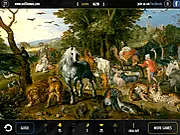 Screenshot of Rooms of Art 2 game showing an intricate painting with several items cleverly hidden within the scene.