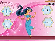 Beautiful Disney Princess Jasmine in a flowing dress and elegant accessories in the free online dress up game