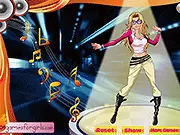 Play Super Dancing Girls free online rhythm game, showing two girl characters on a stage with cheerful music icons