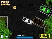 Car racing against the clock to park in a designated spot, while avoiding damage, in the free online game Race to Park