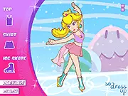 Princess Peach Figure Skater game showing the princess on an ice rink, trying on a beautiful figure skating outfit.