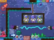 People on My Lawn 2 game screen showing a missile trajectory being altered by a gravity box to hit an astronaut character on the lawn.