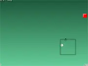 Elasticity free online game screenshot. A ball being pulled back on an elastic band, aiming for a red box target.