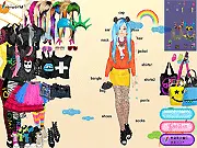 Play Flashy Hip-Hop Style game free online, urban fashion dress-up, bright colors streaked hair, exaggerated ornaments, free street style game on PlayArcadeHub