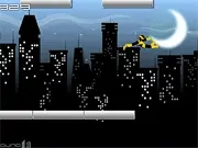 The Shackle-Man character swinging between colorful geometric shapes in the fast-paced arcade game Shackle-Man City Raid