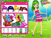 Hula Hoop Dressup game, character wearing a summer outfit and accessories, free online dress-up game