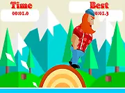 Logrolling Lumberjack free online game screenshot showing a lumberjack balancing on a spinning log