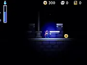 Screenshot of Light Quest online game, a small character navigating a dark platform with a glowing light source, free puzzle platformer