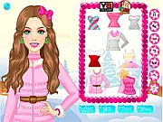 Your Happy Christmas free online dress-up game, character wearing a stylish festive outfit in front of a Christmas tree