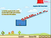 Apple Harvest 2 online free physics puzzle game showing apples being dropped into wooden crates