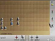 Ninja Otoshi free online game screenshot, a Japanese pagoda tower puzzle being dismantled by a Ninja Captain on PlayArcadeHub
