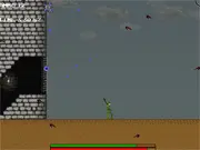 Play Future Slayer online free: screenshot of the futuristic hero fighting a zombie and a vampire horde