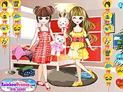 Twins Dress Up game screenshot, playing a free online fashion and styling game