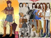 Golden Autumn dress up game screenshot, models wearing thick winter clothes and stylish widened sweaters. Play free online fashion game.