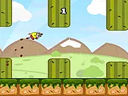 The Poopy Bert: The Cactus Crusher game screen, showing the nerdy protagonist Bert levitating using a humorous fart cloud graphic to avoid tall green cactuses in a 2D desert landscape.