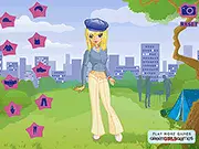 Fashionable young woman wearing a trendy pair of jeans and a stylish top in the free online dress up game Trendy Jeans Girl