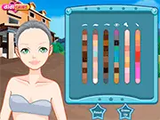 Girl dressed in fashionable boyish style outfit, wearing slacks and a blazer in free online dress up game