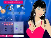 Daiva Party Makeover free online dress up game screenshot showing a girl with half-done makeup and a selection of party dresses and clothing options