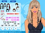 Katherina Dress Up and Makeover game screen showing the model Katherina with makeup tools and clothing options