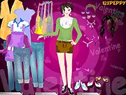 Screenshot of Blue Jean Girl Dressup online, showing a model being dressed in stylish denim clothes using drag and drop controls