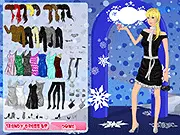 A stylishly dressed girl in a fancy winter gown and accessories from the Winter Party Dress Up free online game, ready for a glamorous event.