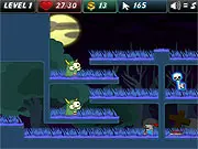Screenshot of One Button Vania free online game showing a pixel art character attacking an enemy in a sidescrolling environment.