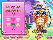 Cute owl wearing fashionable clothes and accessories in the free online dress-up game, Cute Owl Flash