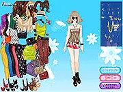 Feminine Style Dress Up free online game, girl wearing chiffon skirt and vest, glamorous fashion game