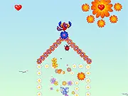 Flowers For Jolly 3 free online physics puzzle game, cute elephant collects 30 flowers, ladybird projectile PlayArcadeHub