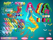 Singing Mermaid Princess dress up game screenshot, beautiful mermaid character styling her tail and hair. Play free online fantasy game.