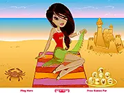 Summer in Brazil dress up game screenshot, Brazilian girl model wearing vibrant summer clothes and accessories. Play free online fashion game.