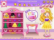 Screenshot of Girls Go Fashion Party showing two animated girls doing makeup and trying on fashionable outfits.