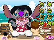 Stitch Dress Up free online game featuring the alien Stitch wearing a funny costume and hat.