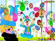 Cute cartoon bunny character wearing a dress and accessory hat in the Bunny Dressup online fashion game.