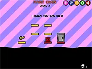 Paint Over free online game screenshot, a colored character standing on a platform next to a key and an exit portal