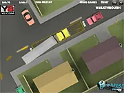 Screenshot of Just Park It 9 online game showing an 18-wheeler truck and wagon attempting to park