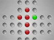 Screenshot of Marble Solitaire showing a triangular board with multiple marbles and one open space for a jump