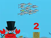 Count Crab educational online game screenshot, a crab helping fish by counting numbers