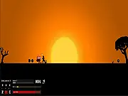 Playing Sunset Swordman, a free online fighting game with beautiful silhouette graphics