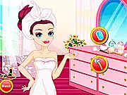 Perfect Bridesmaid Makeover game showing a character with flawless makeup and an elegant pink dress, free online fashion game on PlayArcadeHub