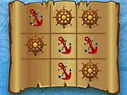 Tic Tac Toe Pirates free online game screenshot showing a nautical-themed board with anchors and steering wheels.
