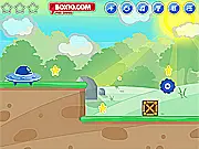 Alien's Hurry Home free online game screenshot showing a cute alien collecting a star on a platform