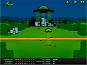 Play Uninvited free online game, alien spaceship abducting humans from a city in flames during a chaotic invasion.